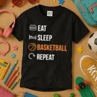Eat Sleep Basketball Repeat | Basketball Kids T-Shirt thumb 3