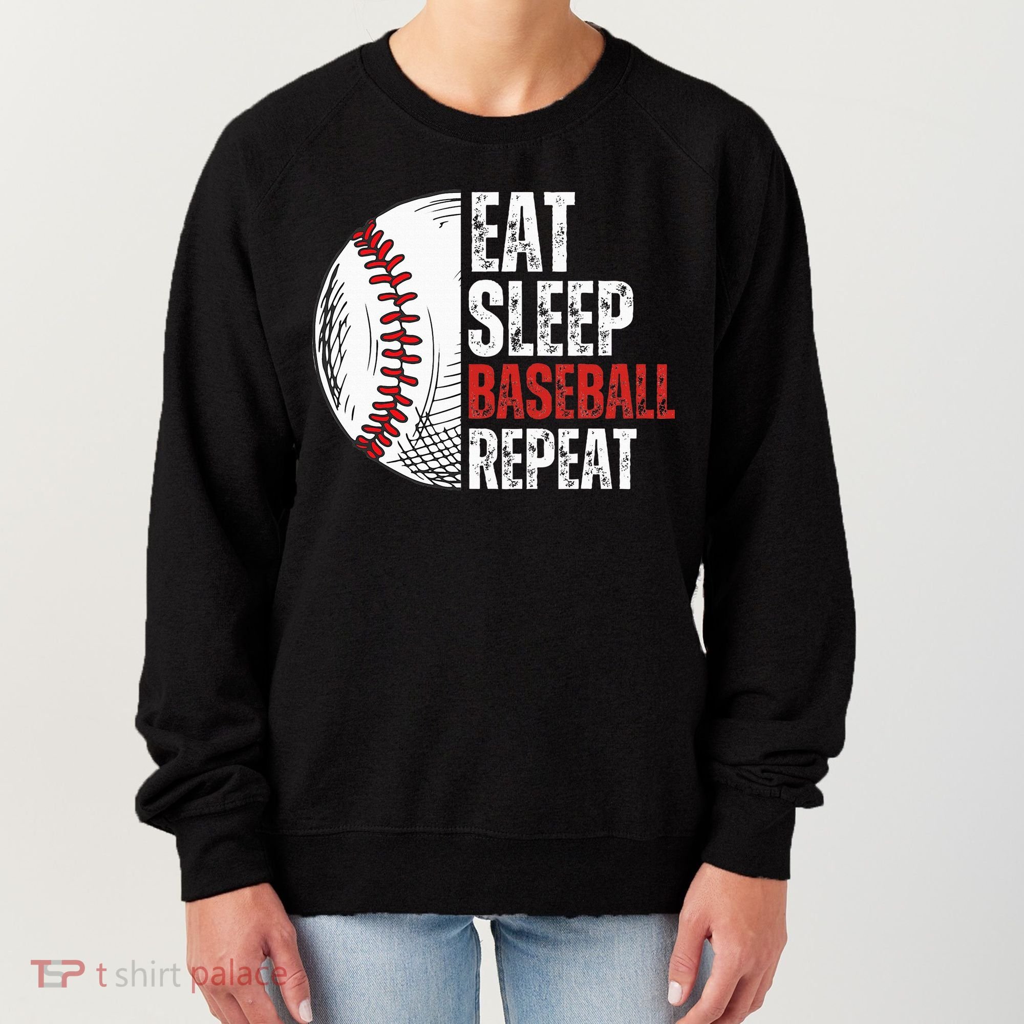 Eat Sleep Baseball Repeat Funny Baseball Players Women's Sweatshirt