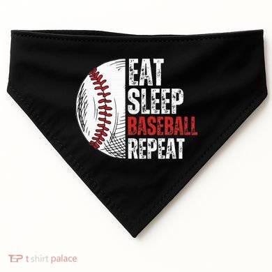 Eat Sleep Baseball Repeat Funny Baseball Players USA-Made Doggie Bandana