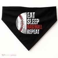 Eat Sleep Baseball Repeat Funny Baseball Players USA-Made Doggie Bandana thumb 0