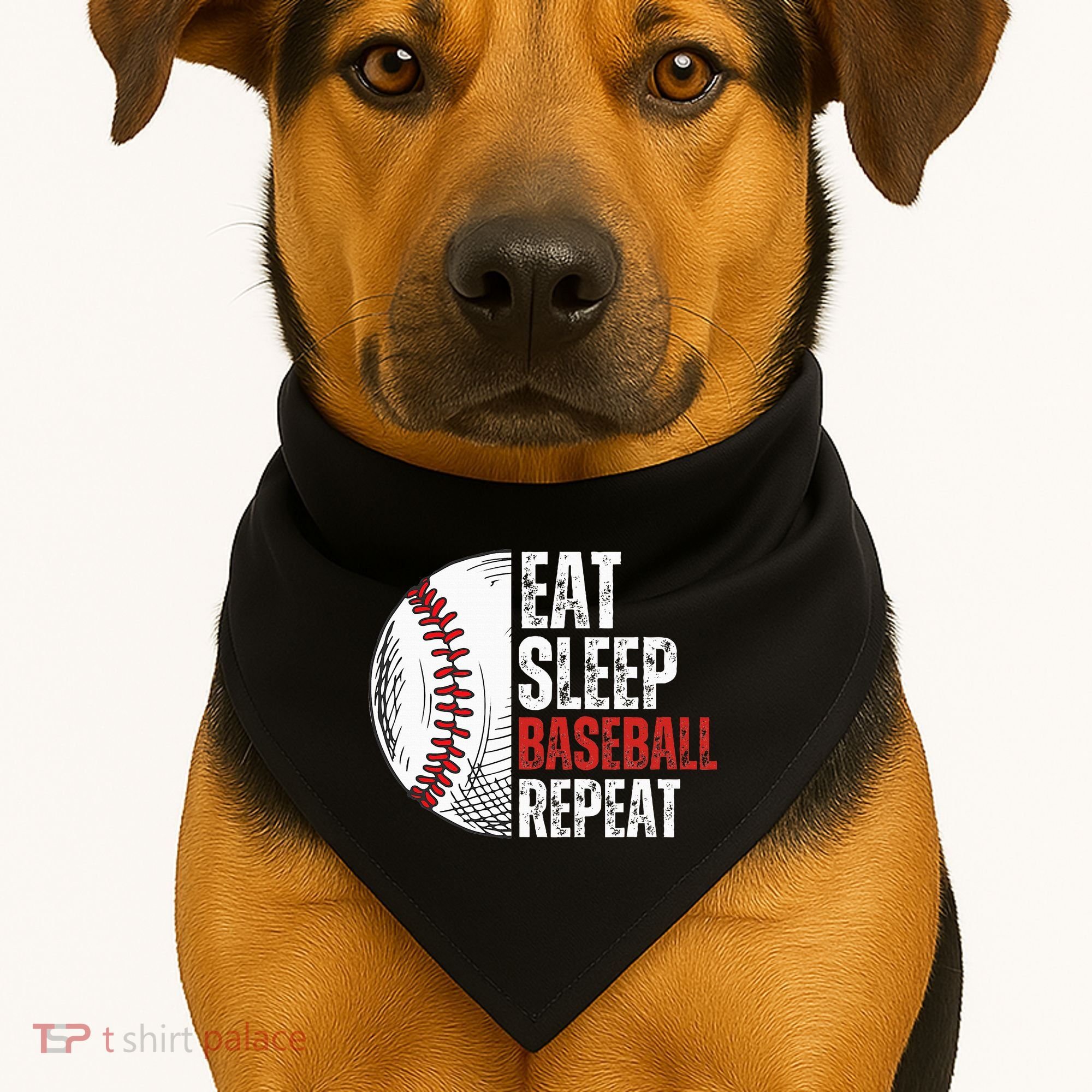 Eat Sleep Baseball Repeat Funny Baseball Players USA-Made Doggie Bandana
