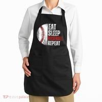 Eat Sleep Baseball Repeat Funny Baseball Players Apron thumb 2