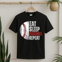 Eat Sleep Baseball Repeat Funny Baseball Players T-Shirt thumb 2