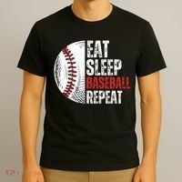 Eat Sleep Baseball Repeat Funny Baseball Players T-Shirt thumb 3