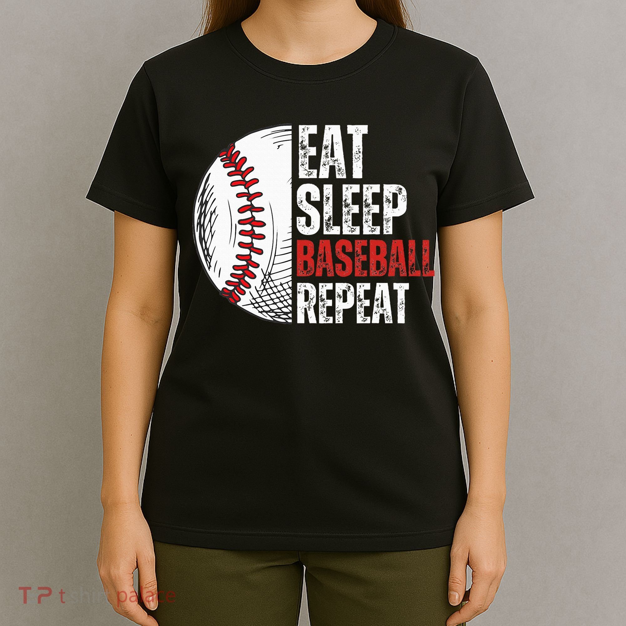 Eat Sleep Baseball Repeat Funny Baseball Players T-Shirt
