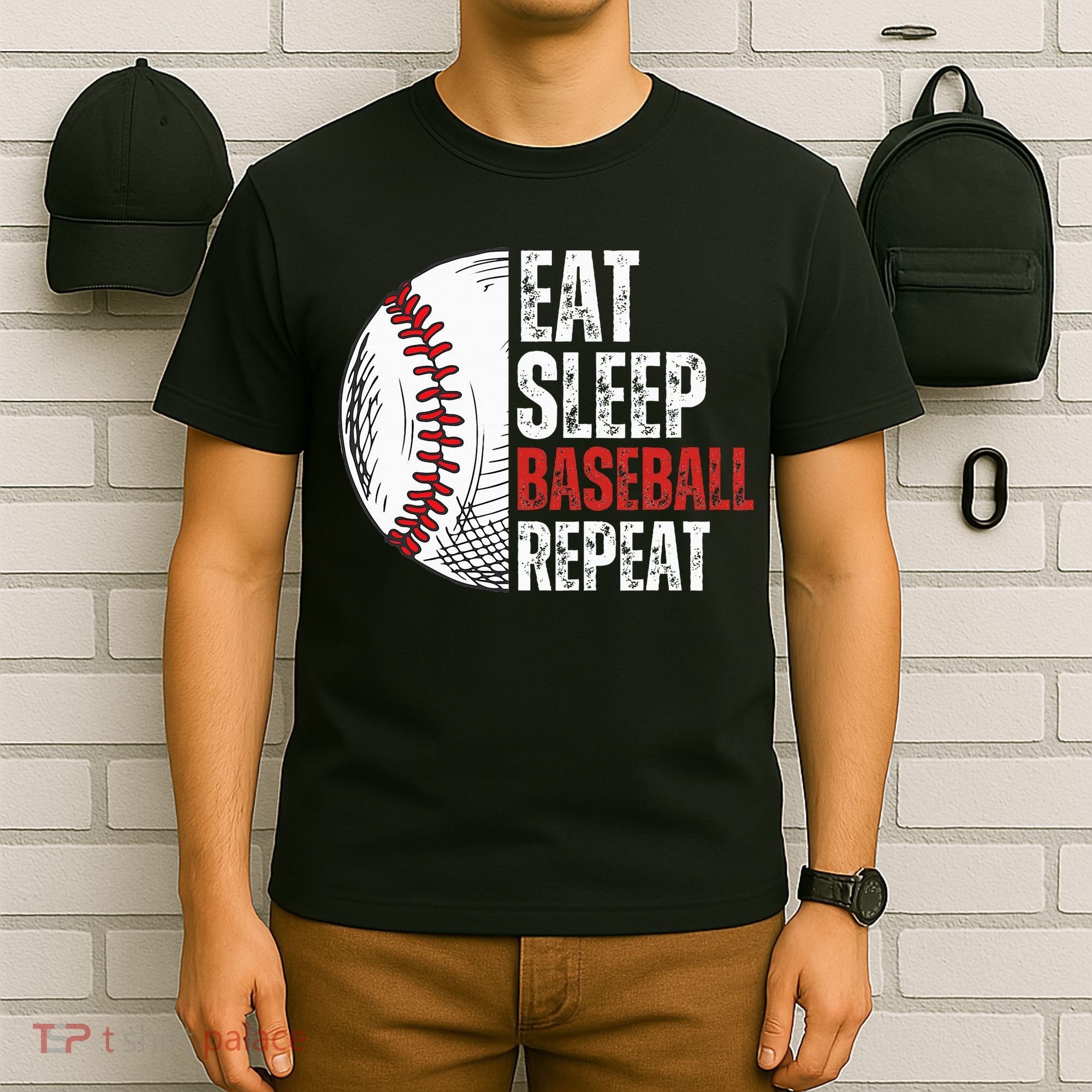 Eat Sleep Baseball Repeat Funny Baseball Players T-Shirt