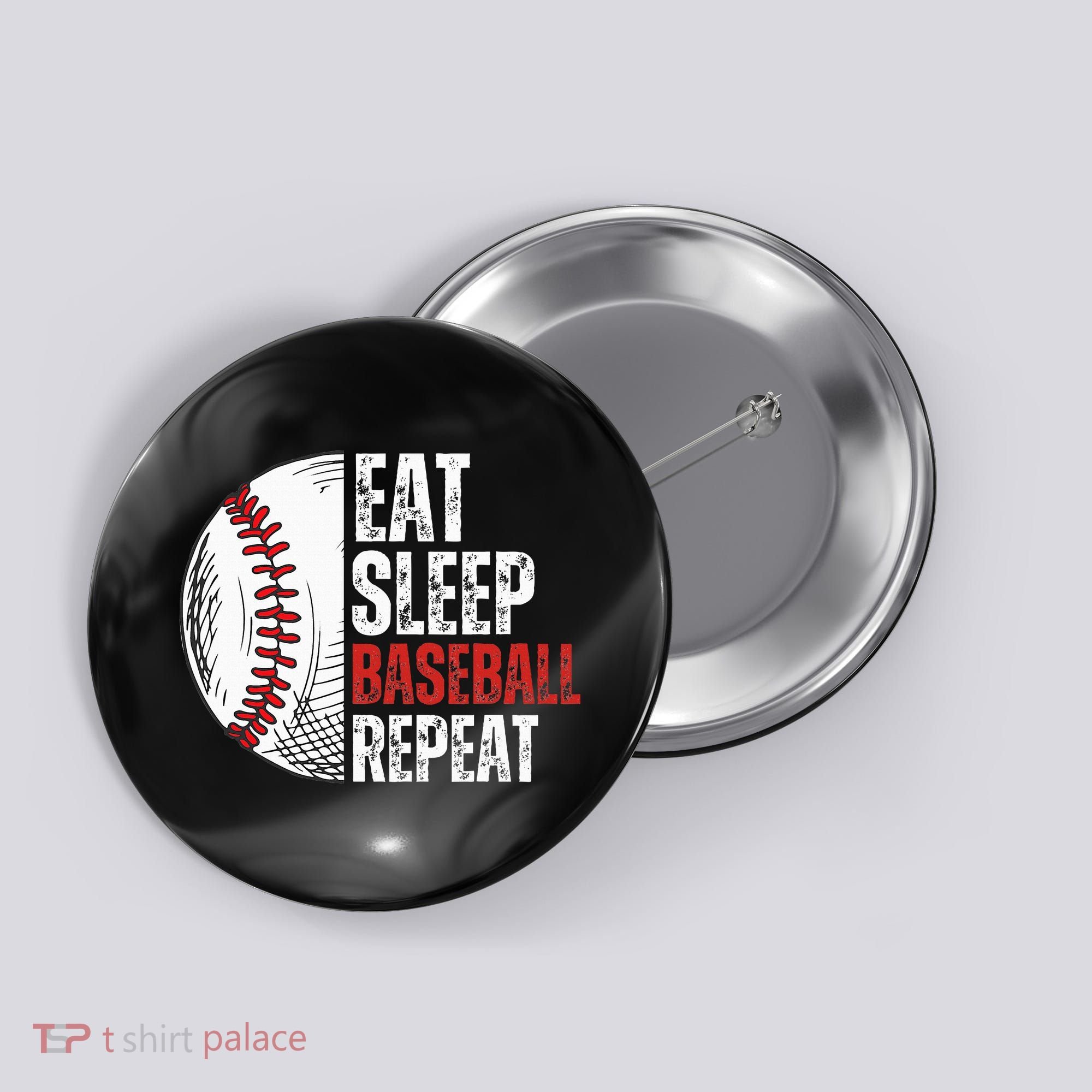 Eat Sleep Baseball Repeat Funny Baseball Players Button
