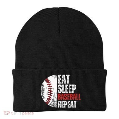 Eat Sleep Baseball Repeat Funny Baseball Players Beanie