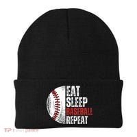 Eat Sleep Baseball Repeat Funny Baseball Players Beanie thumb 0