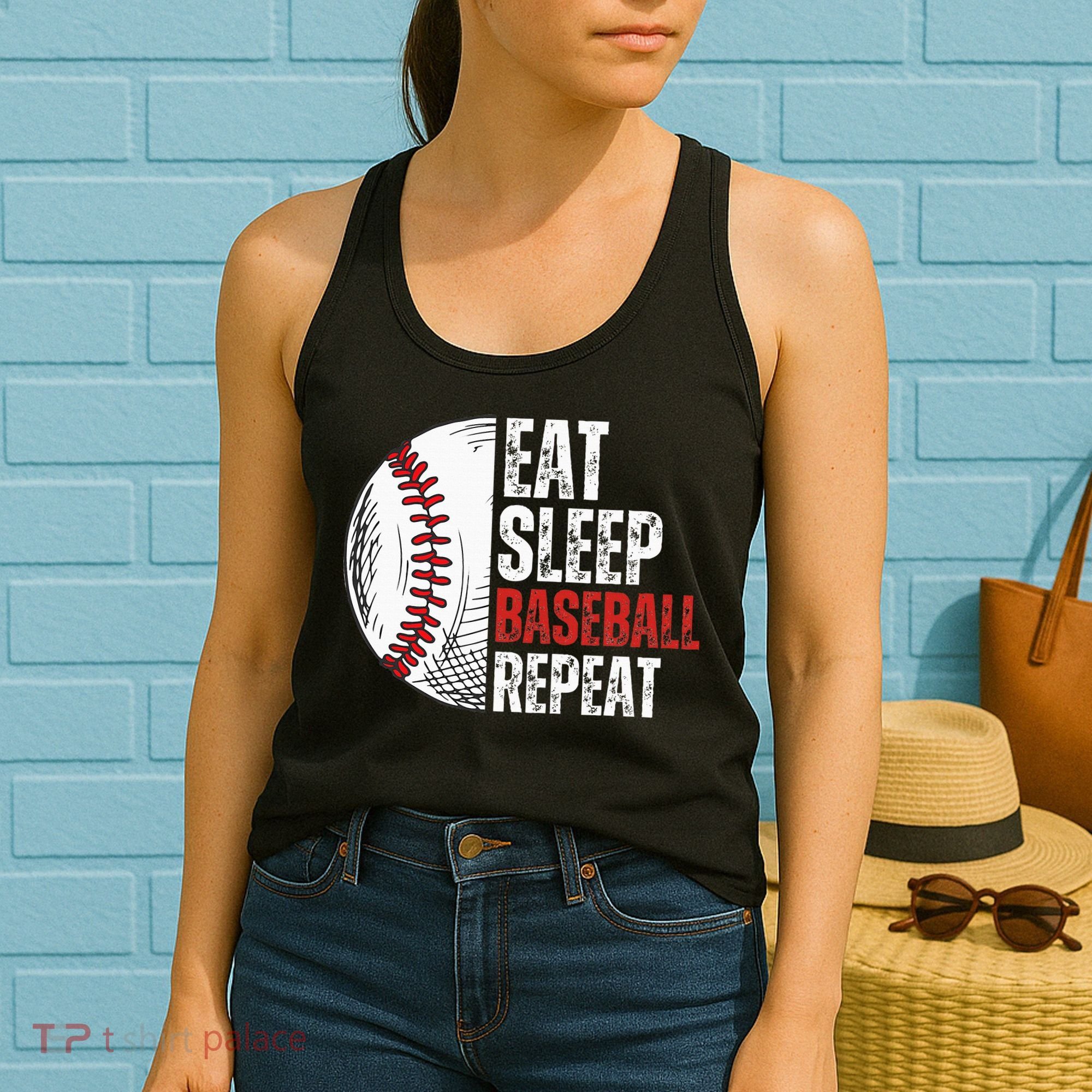 Eat Sleep Baseball Repeat Funny Baseball Players Women's Tank Top