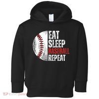 Eat Sleep Baseball Repeat Funny Baseball Players Toddler Hoodie thumb 0