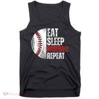Eat Sleep Baseball Repeat Funny Baseball Players Tank Top thumb 0