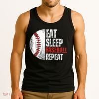Eat Sleep Baseball Repeat Funny Baseball Players Tank Top thumb 3