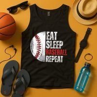 Eat Sleep Baseball Repeat Funny Baseball Players Tank Top thumb 4