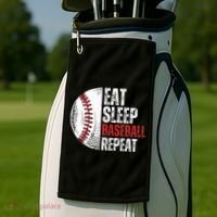 Eat Sleep Baseball Repeat Funny Baseball Players Golf Towel thumb 2