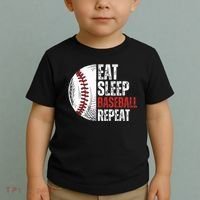 Eat Sleep Baseball Repeat Funny Baseball Players Toddler T-Shirt thumb 2