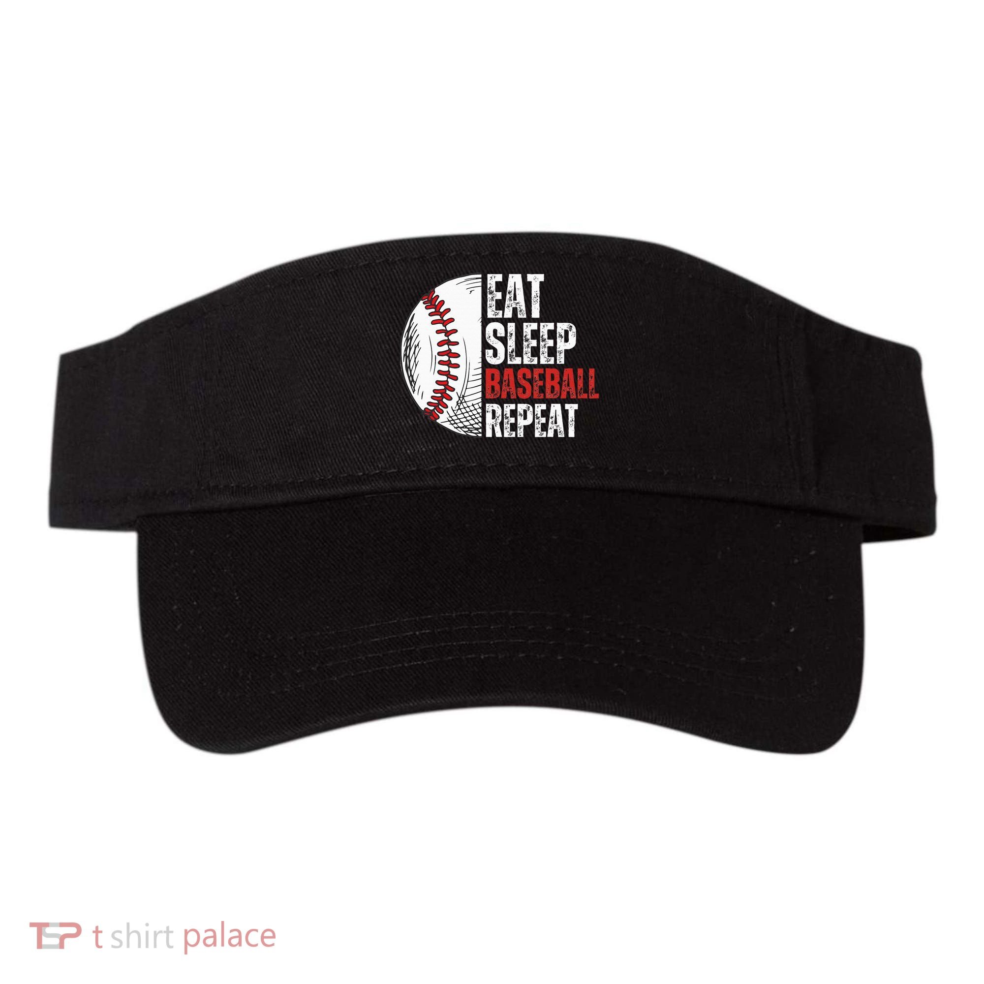Eat Sleep Baseball Repeat Funny Baseball Players Visor