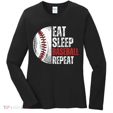 Eat Sleep Baseball Repeat Funny Baseball Players Women's Long Sleeve Shirt
