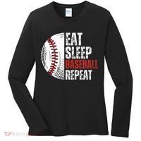 Eat Sleep Baseball Repeat Funny Baseball Players Women's Long Sleeve Shirt thumb 0