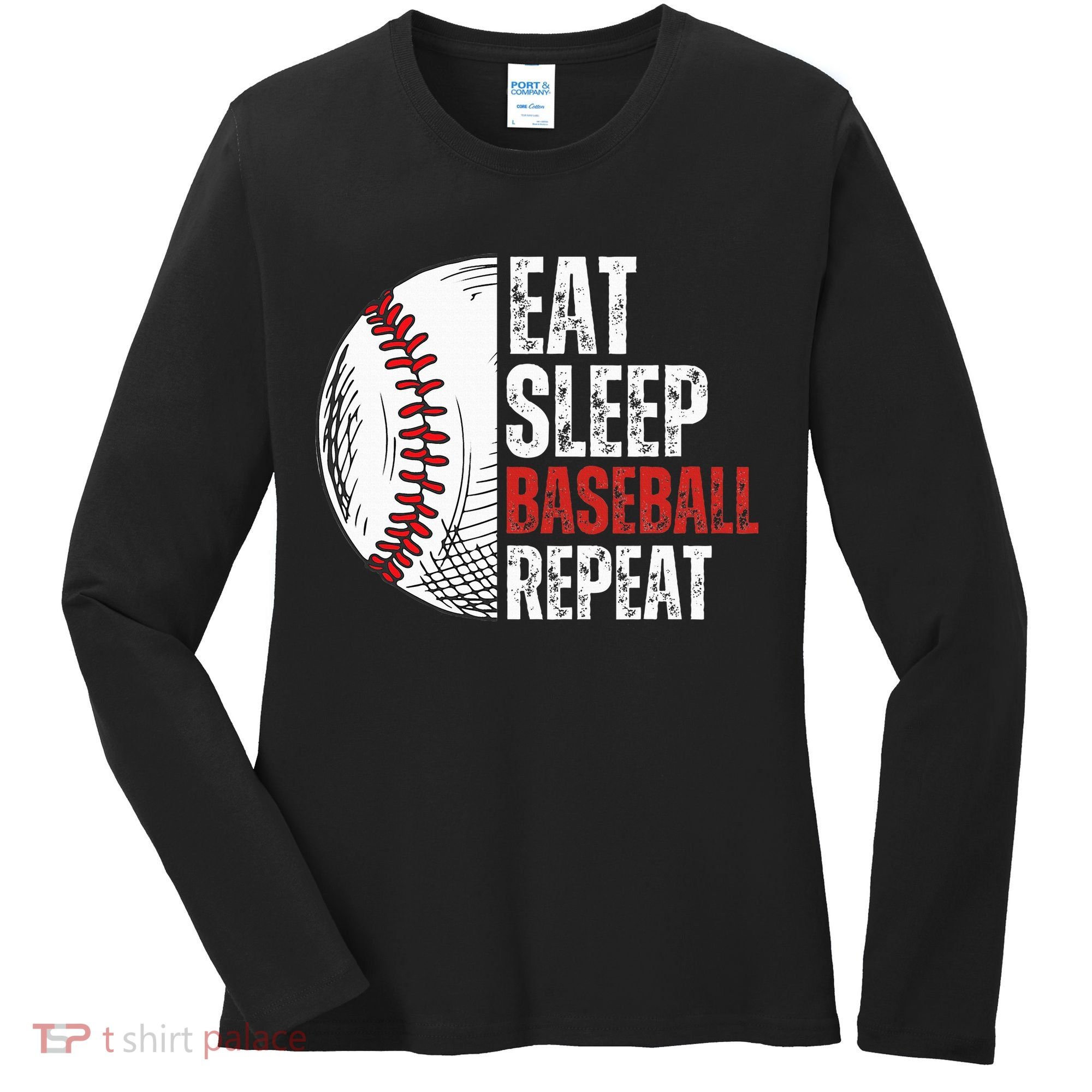 Eat Sleep Baseball Repeat Funny Baseball Players Women's Long Sleeve Shirt