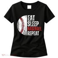 Eat Sleep Baseball Repeat Funny Baseball Players Women's T-Shirt thumb 0
