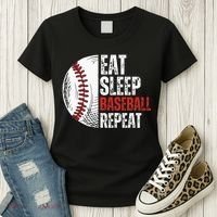 Eat Sleep Baseball Repeat Funny Baseball Players Women's T-Shirt thumb 3