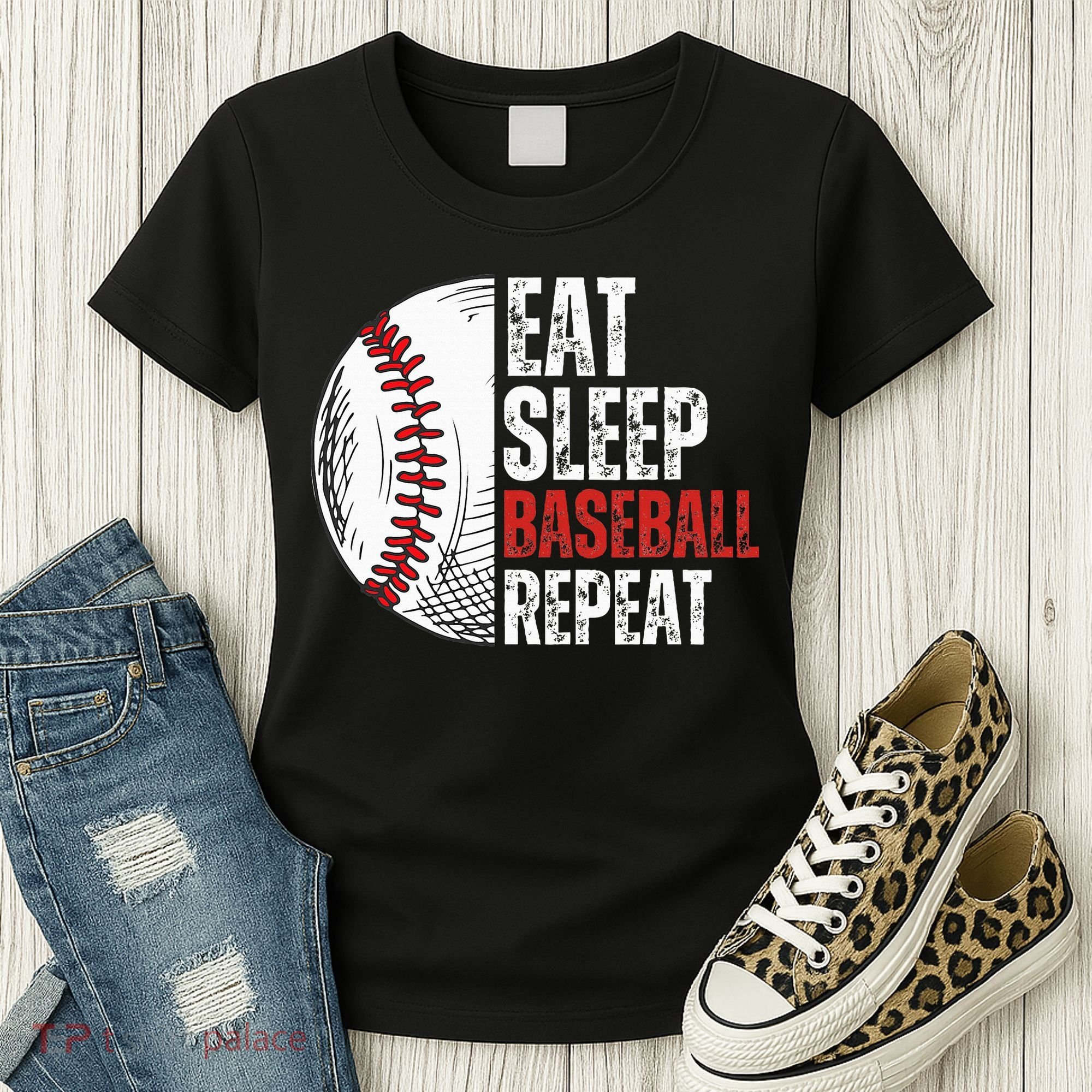 Eat Sleep Baseball Repeat Funny Baseball Players Women's T-Shirt