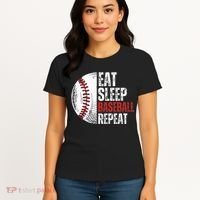 Eat Sleep Baseball Repeat Funny Baseball Players Women's T-Shirt thumb 4