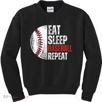 Eat Sleep Baseball Repeat Funny Baseball Players Kids Sweatshirt thumb 0