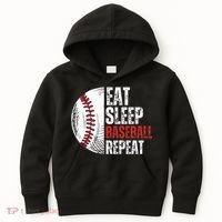 Eat Sleep Baseball Repeat Funny Baseball Players Kids Hoodie thumb 0