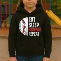 Eat Sleep Baseball Repeat Funny Baseball Players Kids Hoodie thumb 3