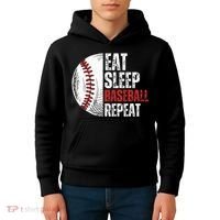 Eat Sleep Baseball Repeat Funny Baseball Players Kids Hoodie thumb 4