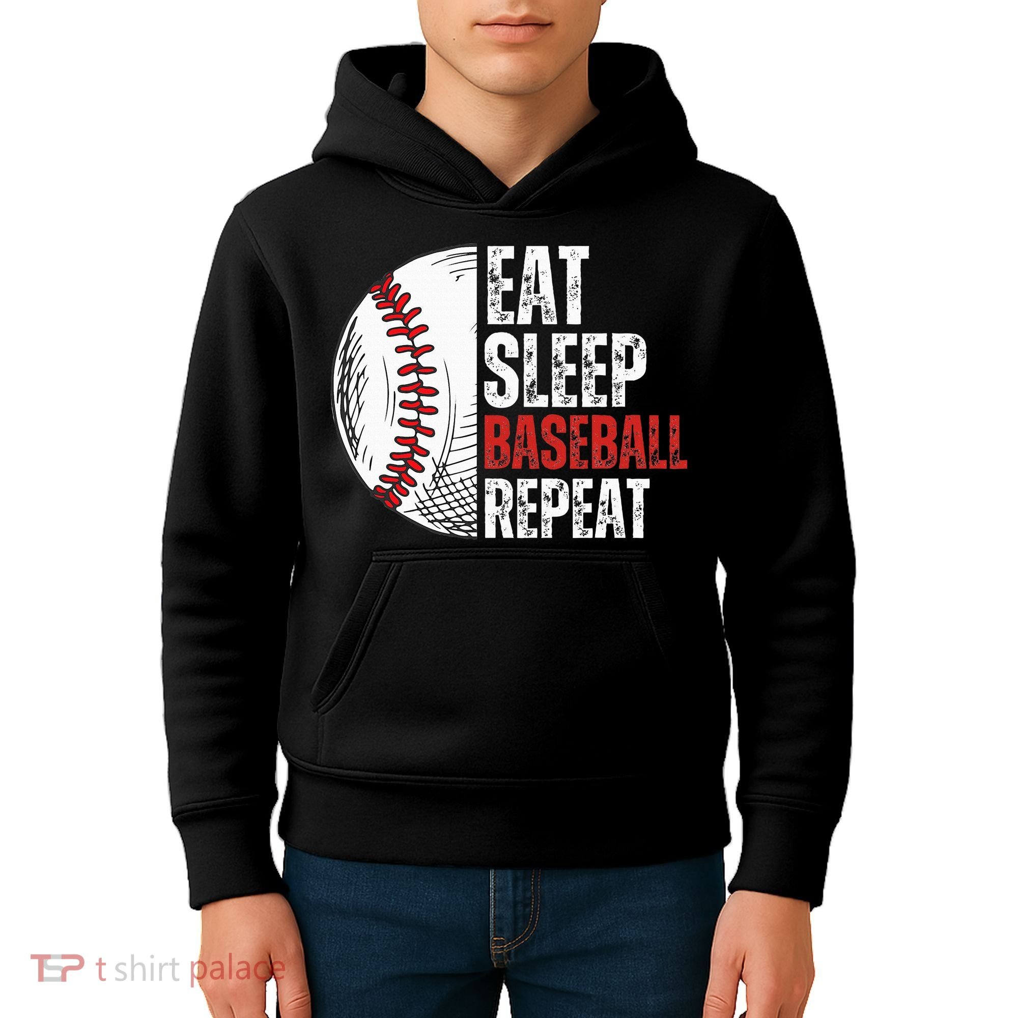 Eat Sleep Baseball Repeat Funny Baseball Players Kids Hoodie