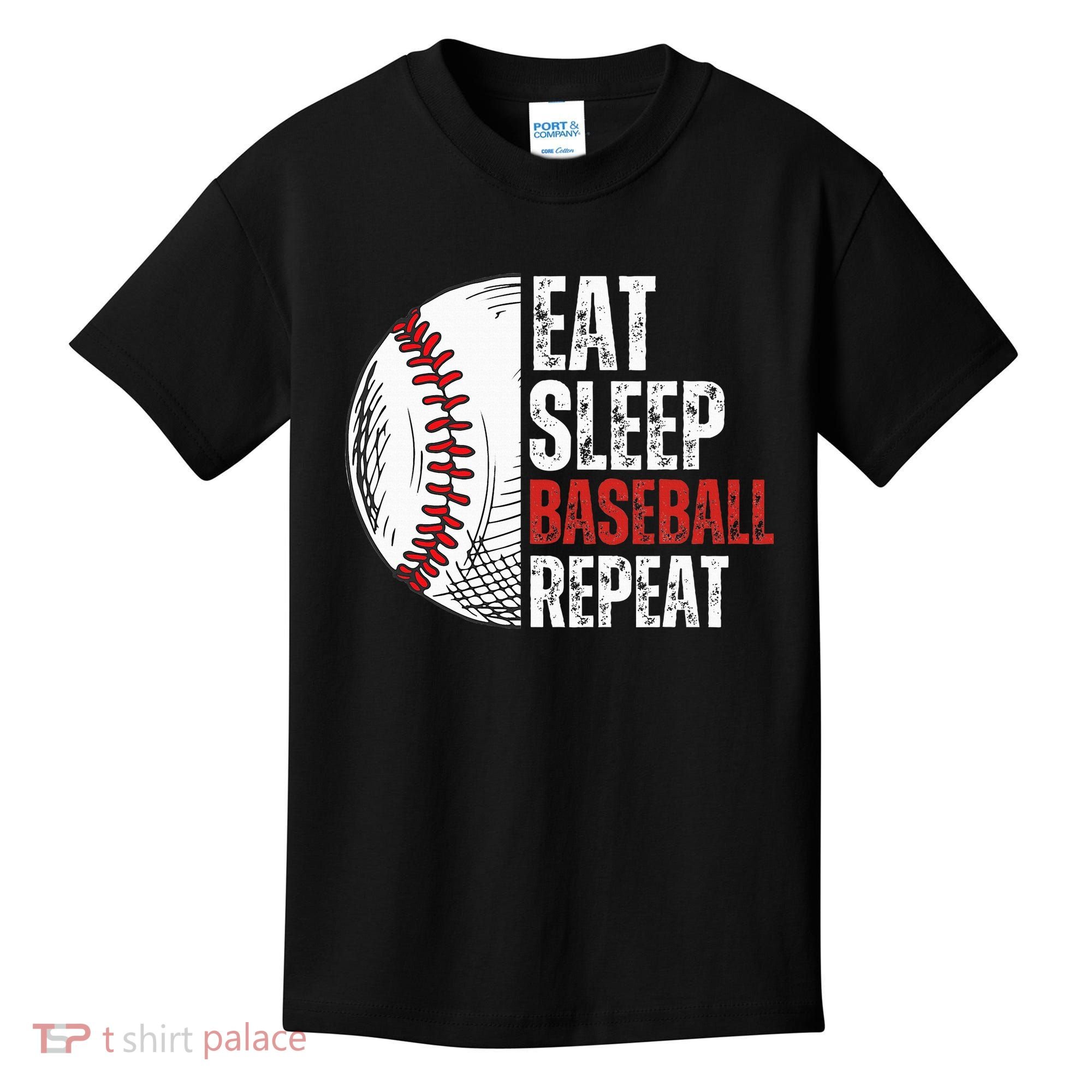 Eat Sleep Baseball Repeat Funny Baseball Players Kids T-Shirt
