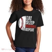 Eat Sleep Baseball Repeat Funny Baseball Players Kids T-Shirt thumb 2