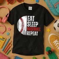 Eat Sleep Baseball Repeat Funny Baseball Players Kids T-Shirt thumb 3