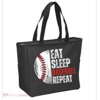 Eat Sleep Baseball Repeat Funny Baseball Players Tote Bag thumb 2