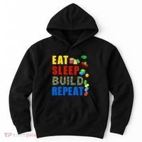 Eat Sleep Build Repeat Building Bricks Blocks Master Builder Hoodie thumb 0