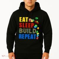 Eat Sleep Build Repeat Building Bricks Blocks Master Builder Hoodie thumb 2