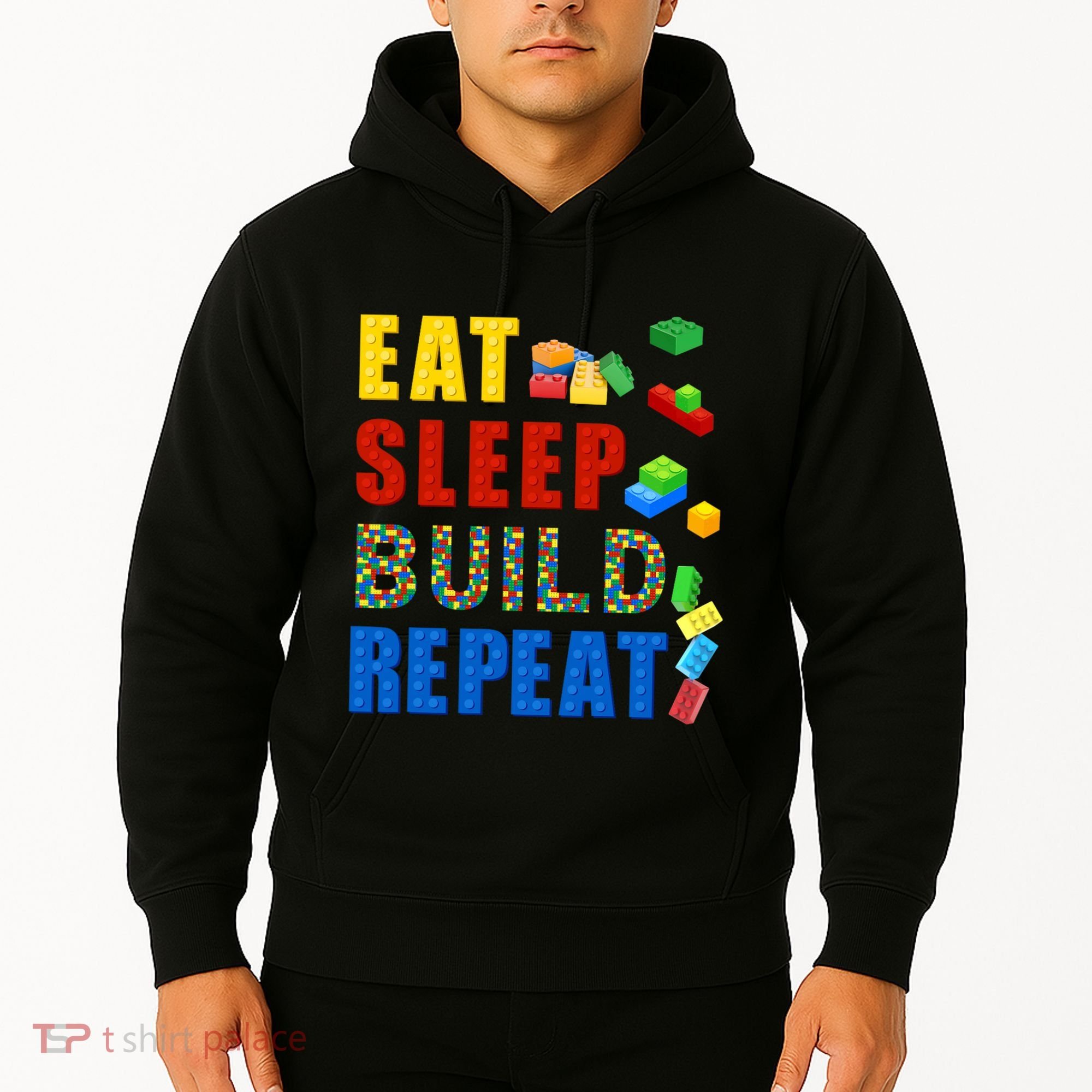 Eat Sleep Build Repeat Building Bricks Blocks Master Builder Hoodie