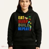 Eat Sleep Build Repeat Building Bricks Blocks Master Builder Hoodie thumb 5