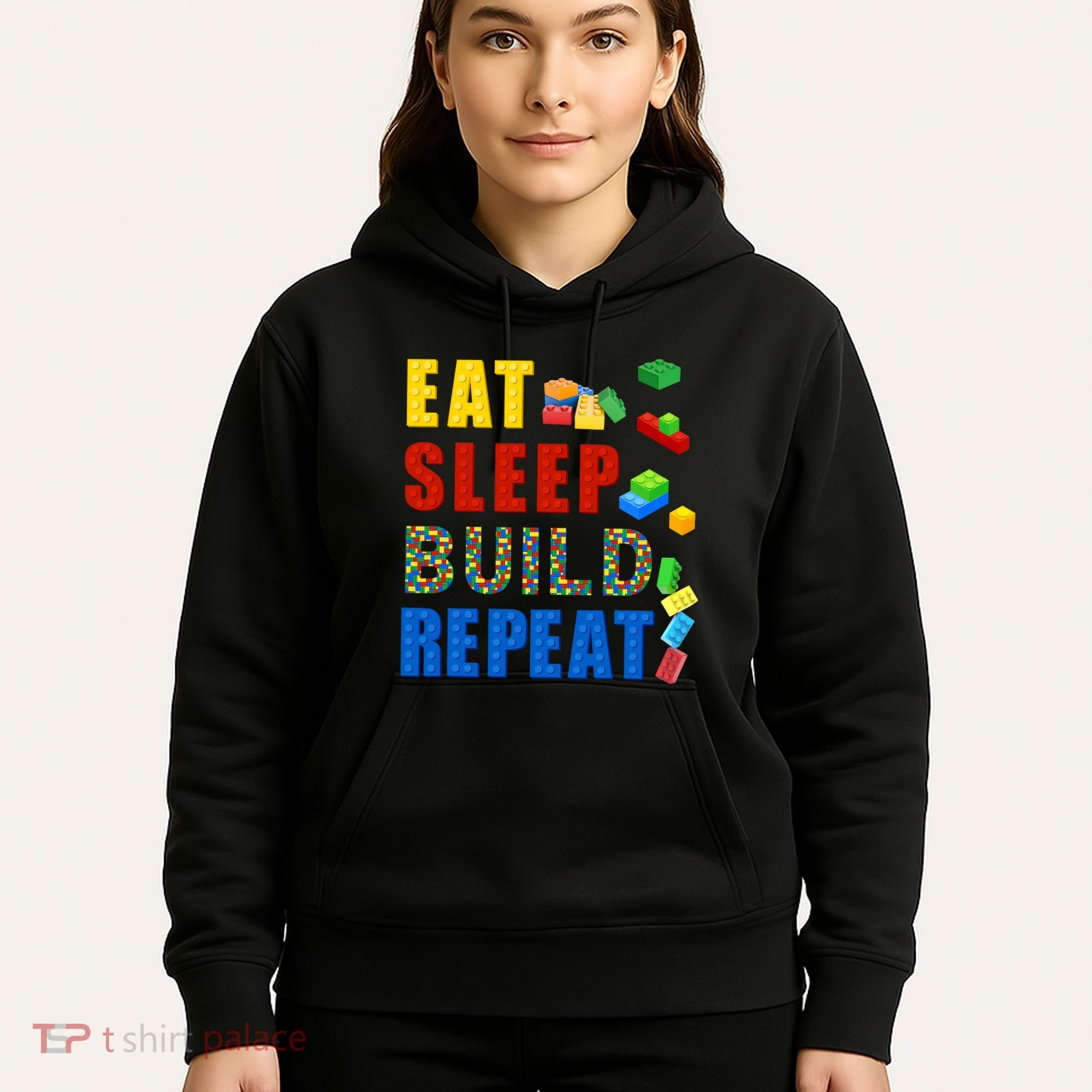 Eat Sleep Build Repeat Building Bricks Blocks Master Builder Hoodie