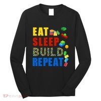 Eat Sleep Build Repeat Building Bricks Blocks Master Builder Long Sleeve Shirt thumb 0