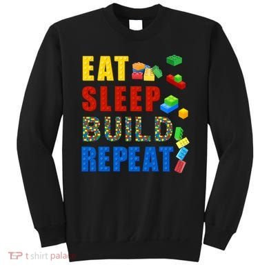 Eat Sleep Build Repeat Building Bricks Blocks Master Builder Sweatshirt