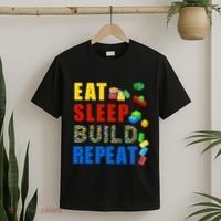 Eat Sleep Build Repeat Building Bricks Blocks Master Builder T-Shirt thumb 2