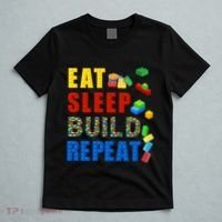Eat Sleep Build Repeat Building Bricks Blocks Master Builder T-Shirt thumb 5