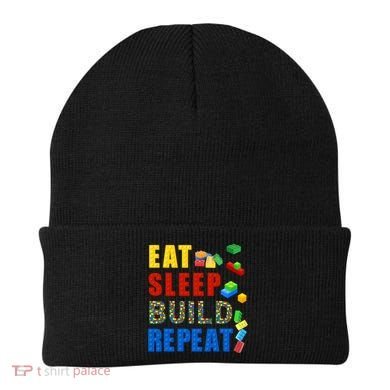 Eat Sleep Build Repeat Building Bricks Blocks Master Builder Beanie