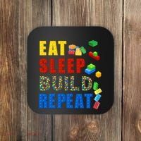 Eat Sleep Build Repeat Building Bricks Blocks Master Builder Coaster thumb 0