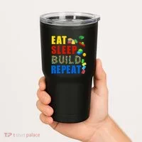Eat Sleep Build Repeat Building Bricks Blocks Master Builder Tumbler thumb 2