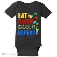 Eat Sleep Build Repeat Building Bricks Blocks Master Builder Baby Bodysuit thumb 0